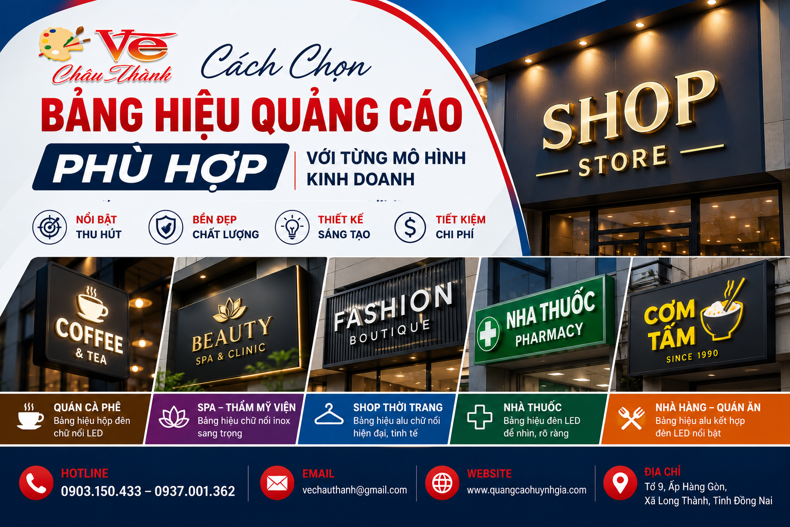 Cách Chọn Bảng Hiệu Quảng Cáo Phù Hợp Với Từng Mô Hình Kinh Doanh