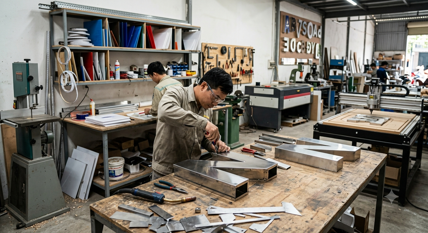 Tổng quan về bảng hiệu chữ nổi mica và chữ inox